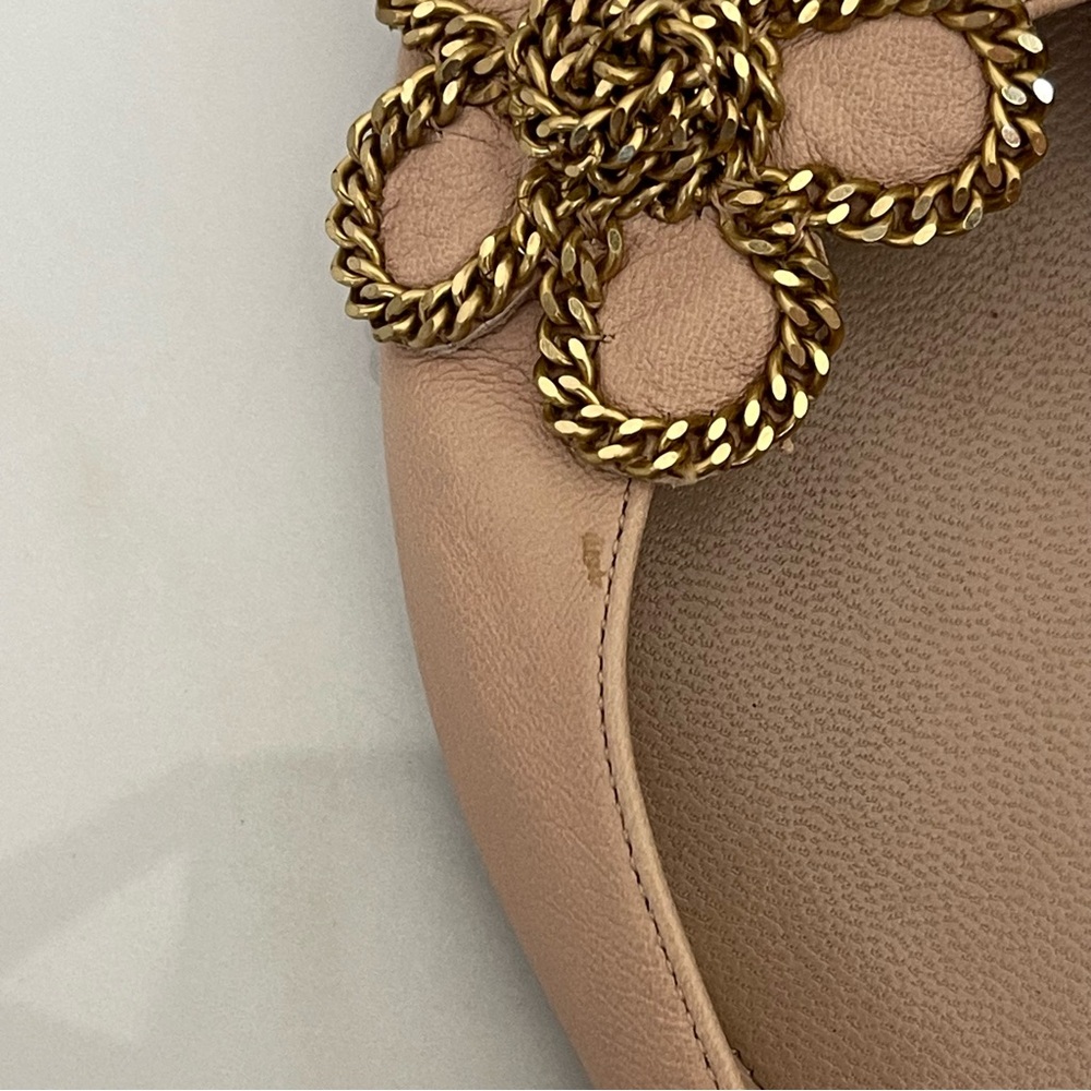 Chloe Tan Leather Ballet Flats with Chain Flower Size 39 - Picture 7 of 7